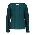 Ajour top met lange mouwen en ronde hals in de kleur teal.