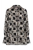 Satinlook blouse met print van het merk Studio Anneloes met kraag, blinde knoopsluiting en lange mouwen met brede manchetten met spilt.