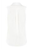 Mouwloze travelblouse met traditionele blousekraag en knoopsluiting van het merk Studio Anneloes in de kleur wit.