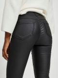 Gecoate broek mid waist broek met stretch in de kleur zwart.