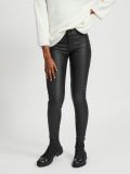 Gecoate broek mid waist broek met stretch in de kleur zwart.