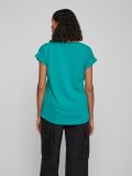 T-Shirt van het merk Vila met ronde hals en korte mouw met omslag in de kleur alhambra.