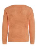 Opengewerkte gebreide trui met boothals en lange mouwen van het merk Vila in de kleur shell coral.