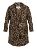 Halflange jas met leopardprint met reverskraag en knoopsluiting in de kleur toasted coconut.