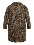 Halflange jas met leopardprint met reverskraag en knoopsluiting in de kleur toasted coconut.