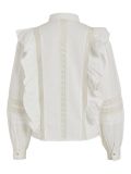 Romantische blouse met ruches en uitgewerkte details van het merk Rouge Vila in de kleur cloud dancer.