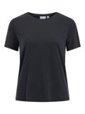 Basic t-shirt van het merk Vila met ronde hals en korte mouwen in de kleur zwart.