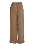 7/8 Linnen broek van het merk Vila met elastieken tailleband met strikkoord in de kleur walnut.