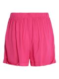 Korte broek van het merk Vila met high waist, rekbare tailleband en pijpen met omslag in de kleur pink yarrow.