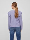 Gebreide trui van het merk Vila met ronde hals, lange pofmouwen en volants bij de schouders in de kleur sweet lavender.