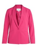 Klassieke blazer van het merk Vila met enkele rij knopen, schoudervulling, reverskraag en paspelzakken in de kleur pink yarrow.