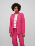 Klassieke blazer van het merk Vila met enkele rij knopen, schoudervulling, reverskraag en paspelzakken in de kleur pink yarrow.