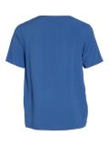 T-Shirt van het merk Vila met korte mouwen en V-hals in de kleur federal blue.