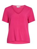 T-Shirt van het merk Vila met korte mouwen en V-hals in de kleur pink yarrow.