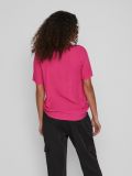 T-Shirt van het merk Vila met korte mouwen en V-hals in de kleur pink yarrow.