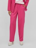 Klassieke broek met high waist en gedeeltelijk elastieken tailleband van het merk Vila in de kleur pink yarrow.