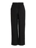 7/8 Linnen broek van het merk Vila met elastieken tailleband met strikkoord in de kleur zwart.