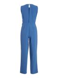 Mouwloze jumpsuit van het merk Vila met ronde hals, twistdetail in de taille en rechte pijp in de kleur federal blue.