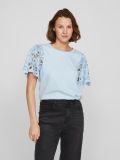 14100125 Viabbey T-Shirt met Kanten Mouwen - Kentucky Blauw