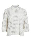 Korte blouse met dessin van het merk Vila met driekwart mouwen en blinde knoopsluiting in de kleur birch.