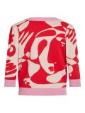 Jacquard vest met driekwart mouwen, V-hals en knoopsluiting van het merk Vila in de kleur flame scarlet.