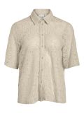 Kanten blouse met halflange mouwen, blousekraag en knoopsluiting in de kleur birch.