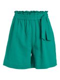 High waist shorts van het merk Vila met elastieken tailleband met ruche en knoopstrik in de kleur alhambra.