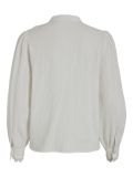 Katoenen blouse van het merk Vila met ronde halls, lange pofmouwen met manchetten, knoopsluiting en ruches in de kleur egret.