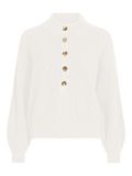 Gebreide trui van het merk Vila met hoge hals, lange mouwen en een gedeeltelijke knoopsluiting in de kleur white alyssum.