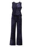 Mouwloze jumpsuit met zebrapint en strikkoord in de taille van het merk K-Design in de kleur blauw.