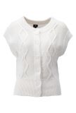 Gebreid vest met kabelpatroon, kapmouwtjes, ronde hals en knoopsluiting in de kleur off white.