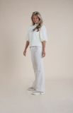 Flair pantalon met tailleband met elastiek van het merk Nukus in de kleur off white.