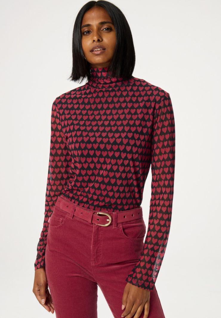 CLT-TOP-10-AW24 Jane Top - Zwart/Cerise Red