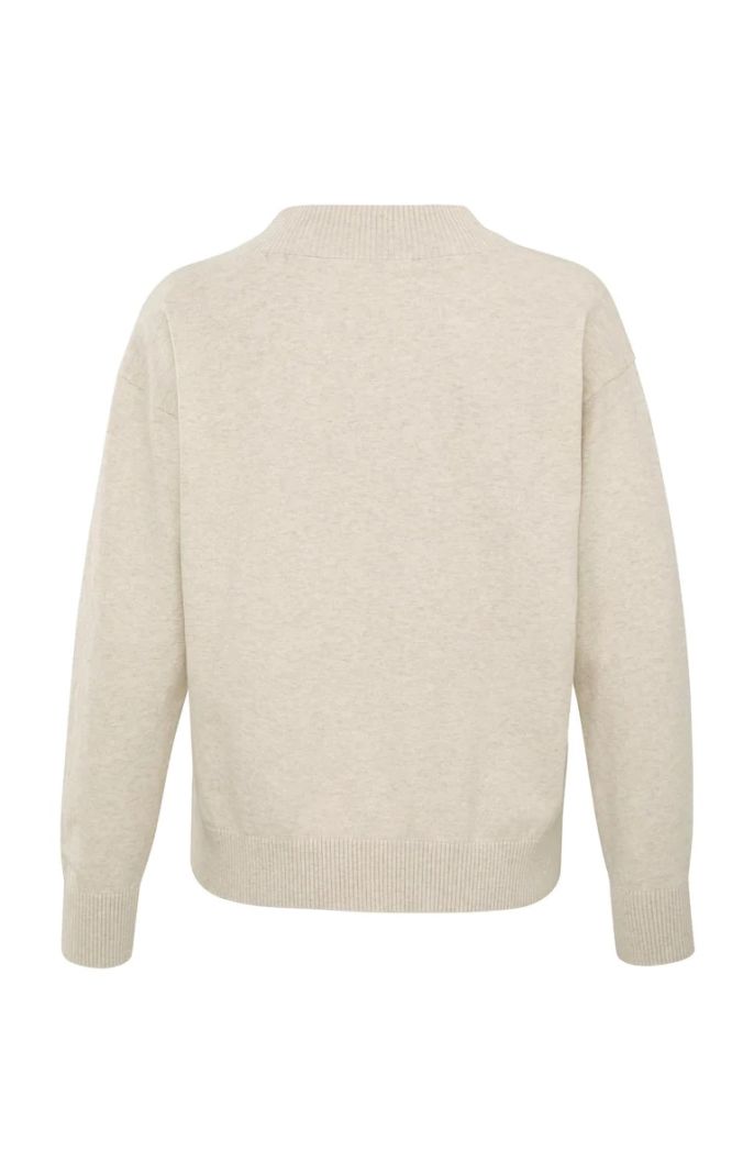 01-000117-208 Sweater met V-Hals - Beige Melange
