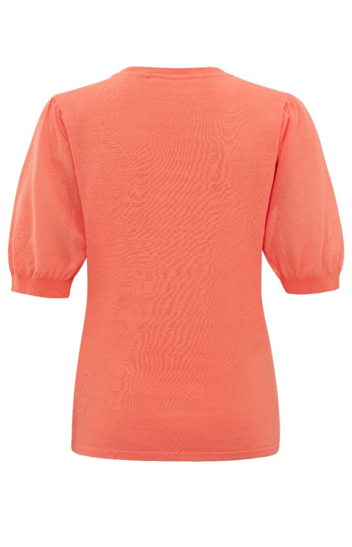 01-000217-405 Top met Korte Pofmouwen - Peach Echo Orange