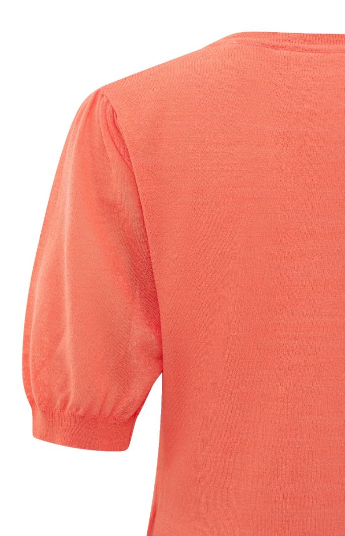 01-000217-405 Top met Korte Pofmouwen - Peach Echo Orange