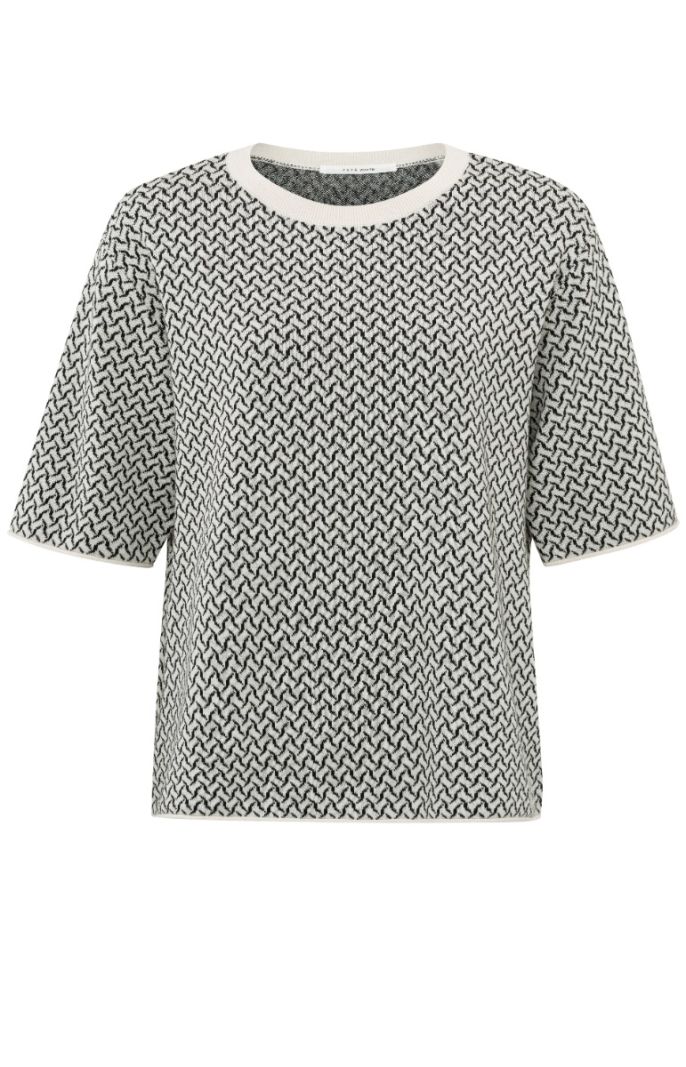 01-000374-408 Jacquard Top - Chalk White