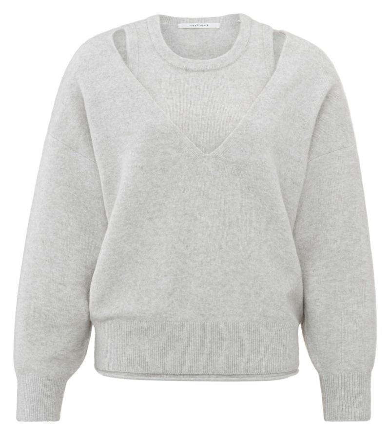 01-000381-409 Pullover met Top - Moonstruck Grey