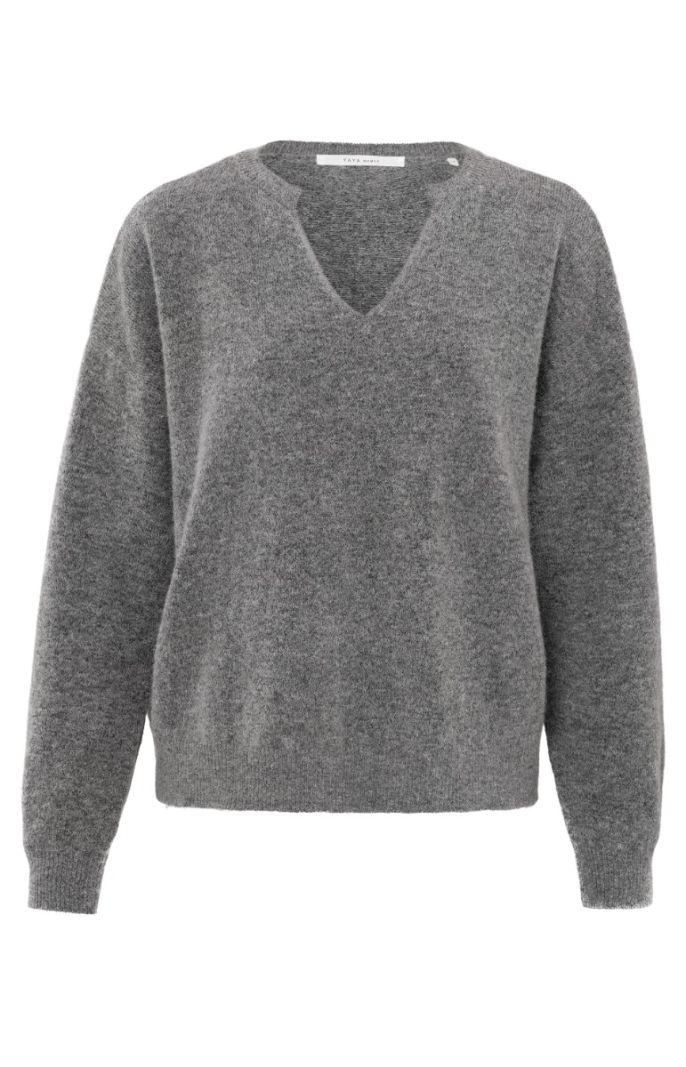 01-000397-410 Mohair Pullover met V-Hals - Formal Gray