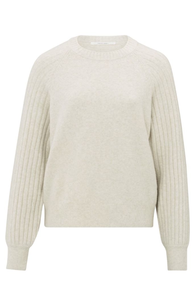 01-000410-410 Rib Mixed Pullover - Off White Melange