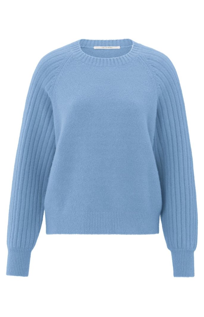 01-000410-410 Rib Mixed Pullover - Bel Air Blue