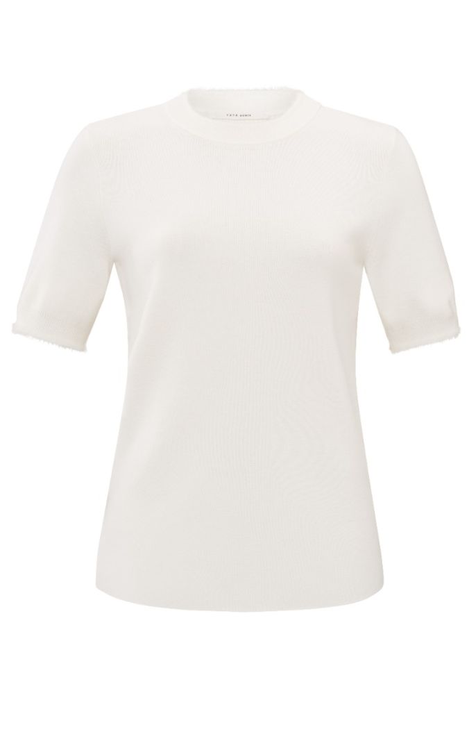 01-000423-411 Fur Detail Top - Ivory White