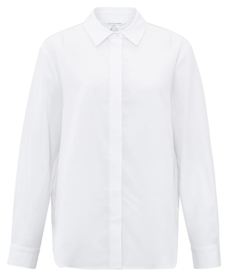 01-201112-409 Blouse met Lange Mouwen - Pure White