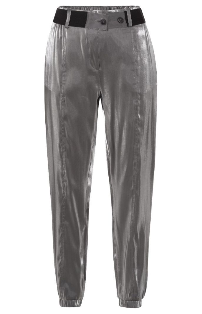 01-301144-408 Metallic Broek - Antraciet Zilver