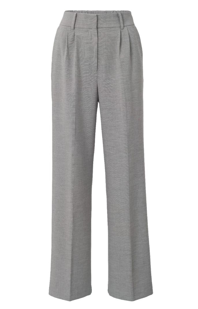 01-301156-410 Broek met Wijde Pijpen - Light Grey Melange