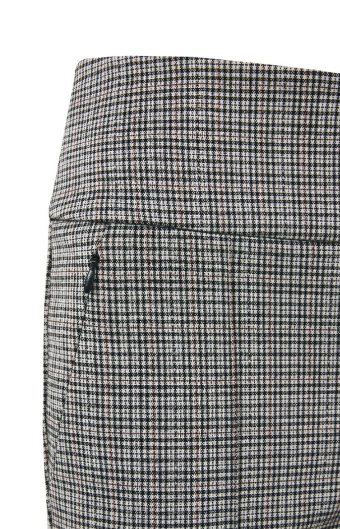 01-309015-209 Checked Stretch Trousers - Fungi Brown