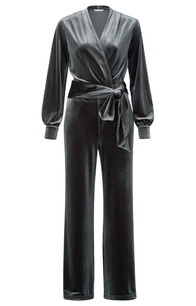 01-349017-411 Velvet Jumpsuit - Dark Metal Grey