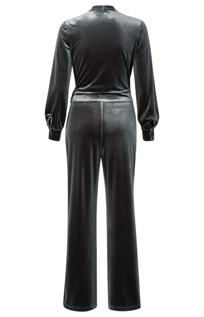 01-349017-411 Velvet Jumpsuit - Dark Metal Grey