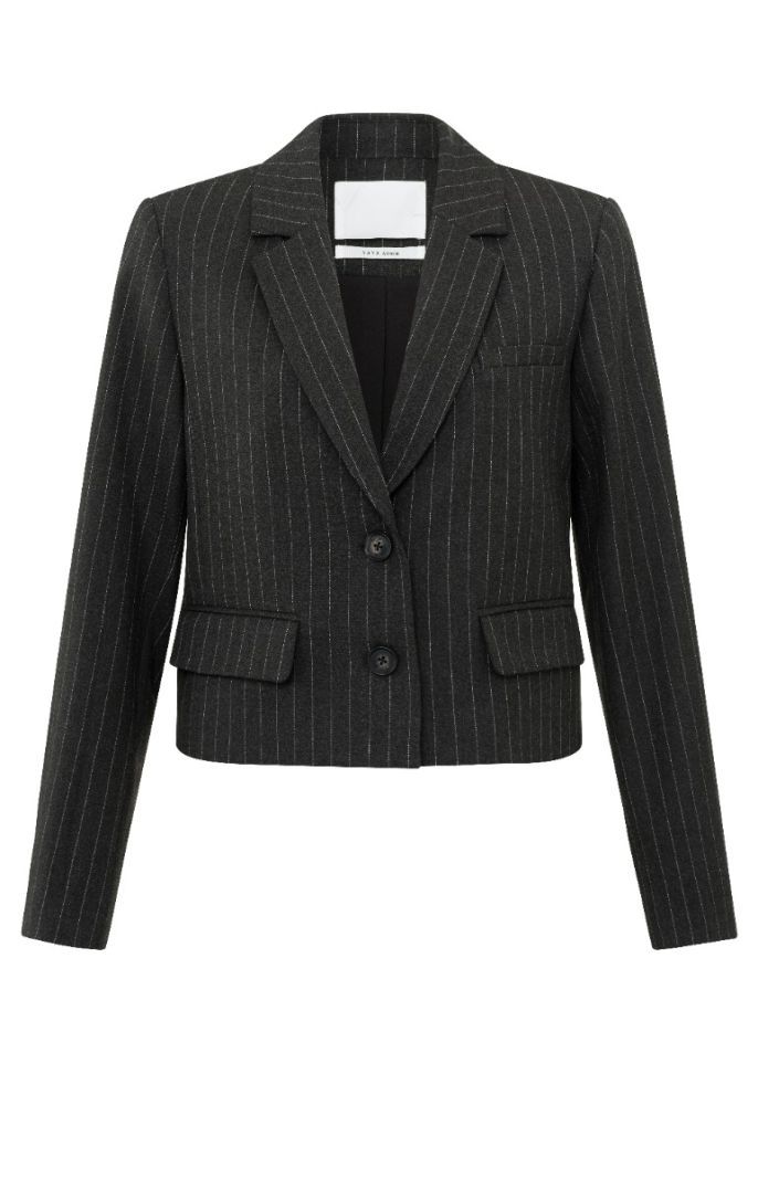 01-501054-409 Korte Pinstripe Blazer - Antraciet