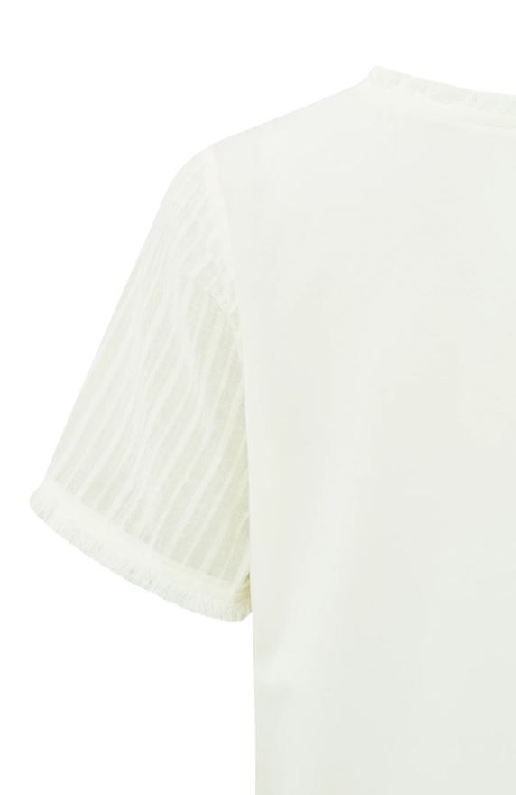 01-701162-403 Fabric Mix Top - Ivory White